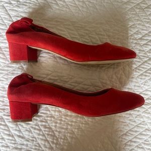 J Crew red suede heels